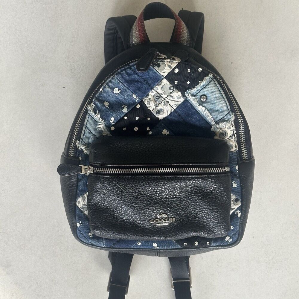 Coach Mini Backpack Patchwork Leather Backpack Bl… - image 4